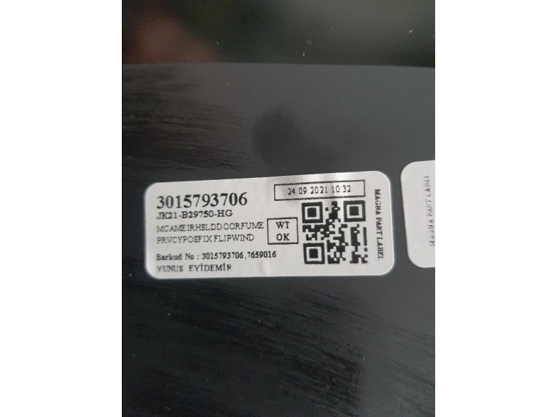 Cristallo Porta Scorrevole POST DX 2581622 JK21 B29750 H Ford Transit Custom I 2013