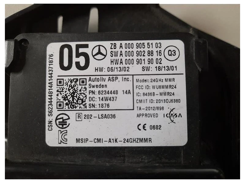 Sensore Radar Distronic ACC A0009055103 A0009028816 0009019002 Mercedes Classe A W176 2013