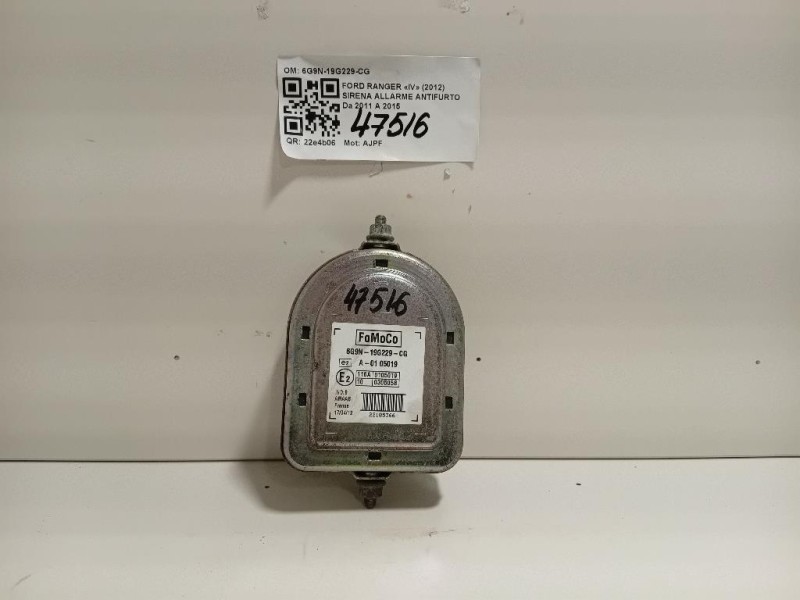 Sirena Allarme Antifurto 6G9N-19G229-CG Ford Ranger IV 2012