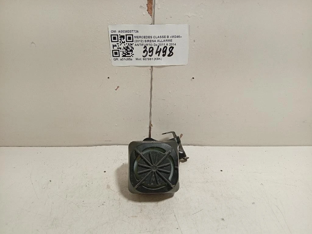 Sirena Allarme Antifurto A0038207726 Mercedes Classe B W246 2012
