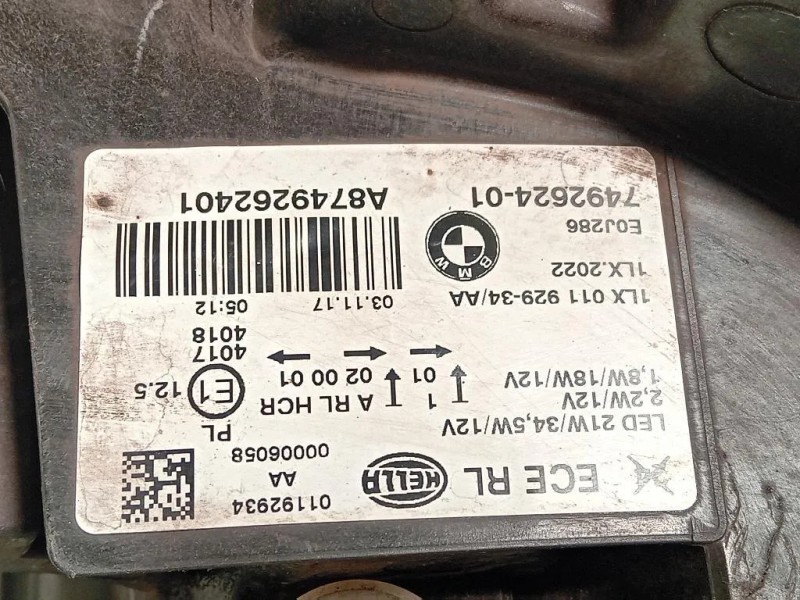 Proiettore ANT DX 7492624-01 Bmw Serie 1 F20 Berlina 2015