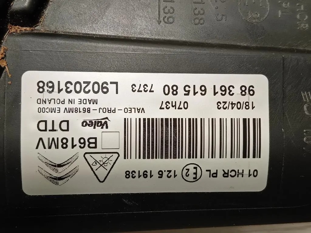 Proiettore ANT DX 9836161580 Citroen C3 II 2010