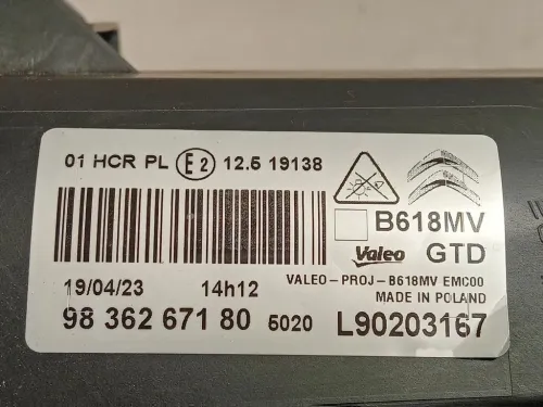 Proiettore ANT DX L90203168 Citroen C3 II 2013