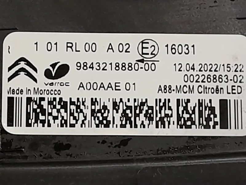 Proiettore ANT DX 9843218880 Citroen C3 III 2016