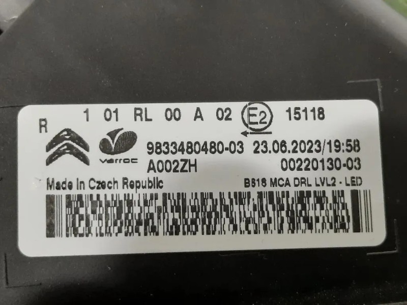 Proiettore ANT DX 9833480480 Citroen C3 III 2020