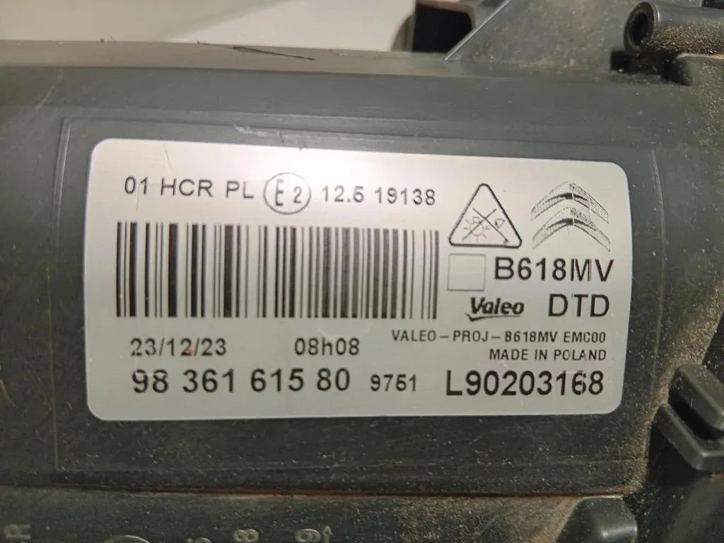 Proiettore ANT DX 9837961580 Citroen C3 Picasso 2013