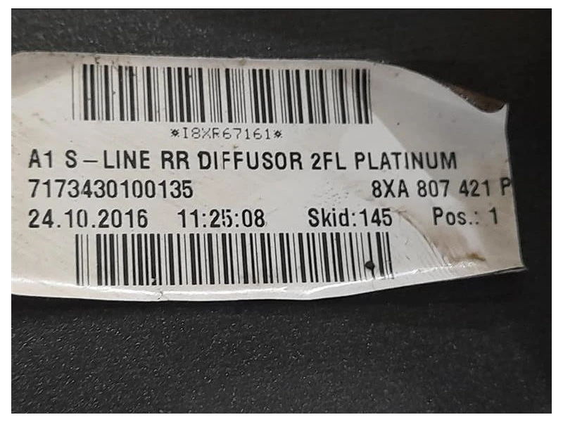 Spoiler Paraurti POST 8XA807421P Audi A1 8XF Sportback 2015