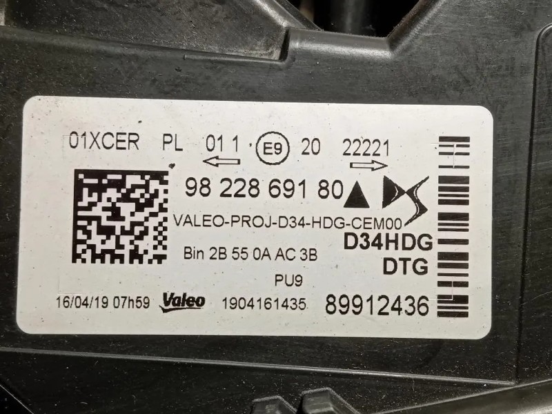 Proiettore ANT DX 9822869180 Citroen DS3 Crossback 2018