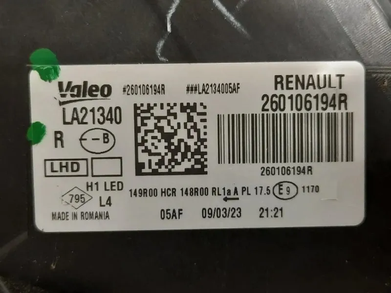 Proiettore ANT DX 260106194R Dacia Duster II 2018