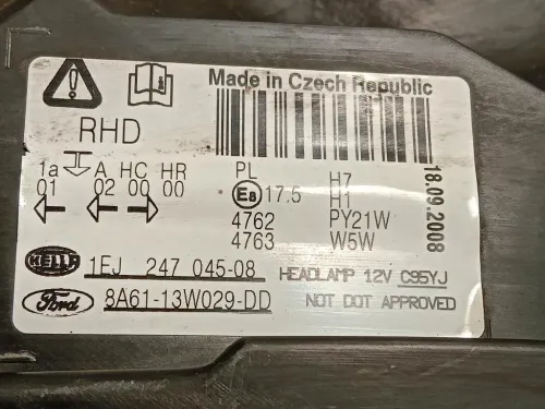 Proiettore ANT DX 1FJ 247 045 08 Ford Fiesta VI 2008