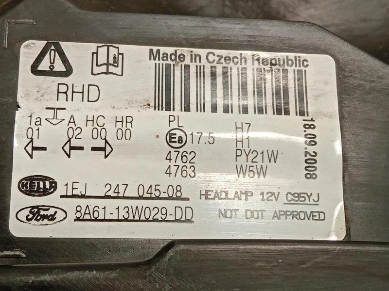 Proiettore ANT DX 1FJ 247 045 08 Ford Fiesta VI 2008