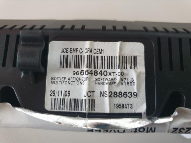 Display Check Control 96664840XT-00 Citroen C3 III 2016