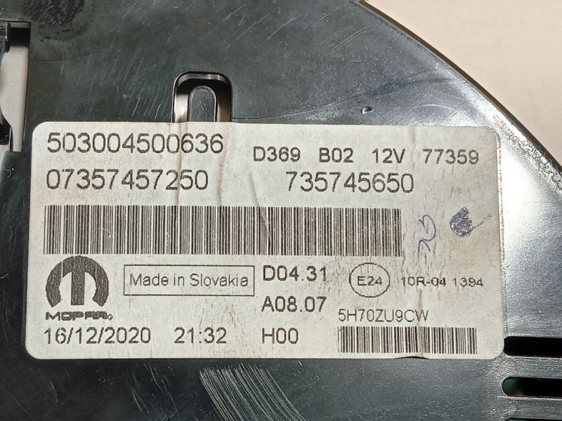 Display Check Control 07357457250 Fiat 500 C 2015