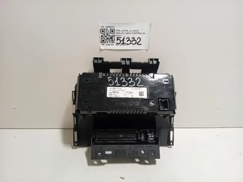 Display Check Control 22858076 Opel Astra J 2012