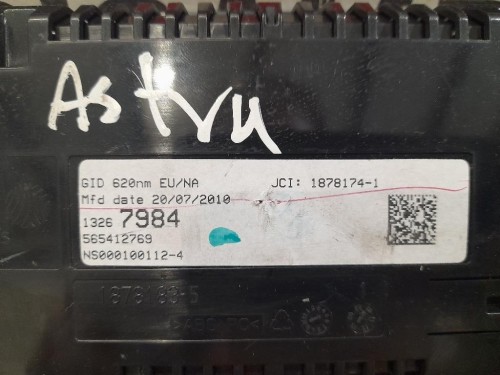 Display Check Control 13267984 Opel Astra J SW 2010