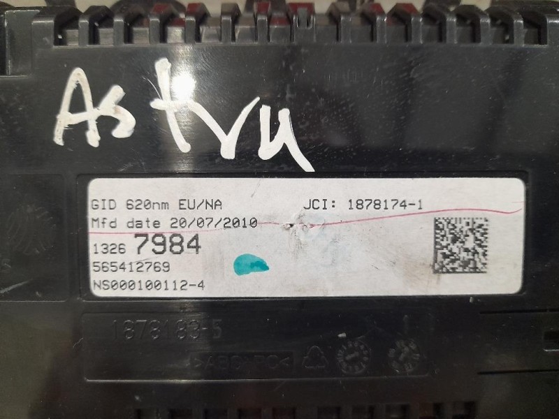 Display Check Control 13267984 Opel Astra J SW 2010