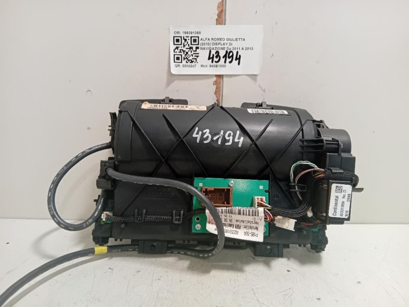 Display DI Navigazione 156091368 Alfa Romeo Giulietta 2010