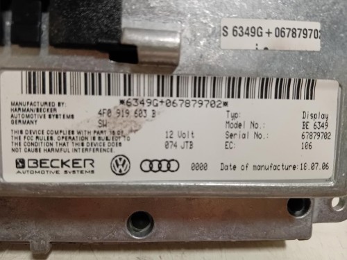 Display DI Navigazione 4F0 919 603 B Audi A6 4GD Avant 2016