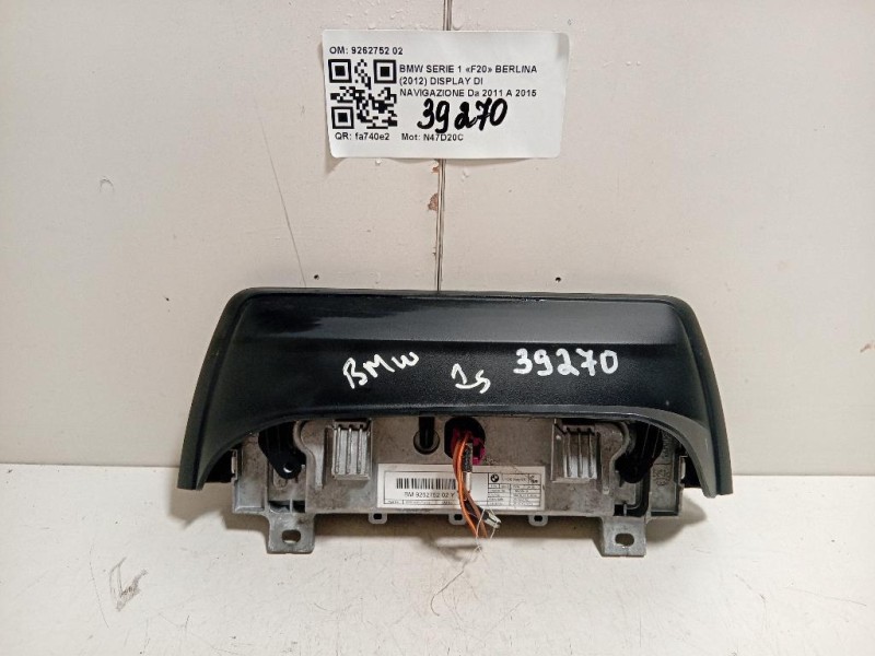 Display DI Navigazione 9262752 02 Bmw Serie 1 F20 Berlina 2012