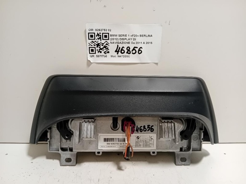 Display DI Navigazione 9262752 02 Bmw Serie 1 F20 Berlina 2012