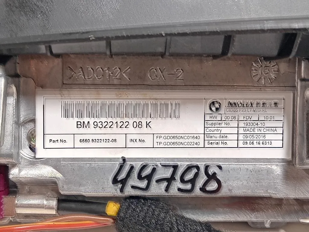 Display DI Navigazione 932212208 Bmw Serie 1 F20 Berlina 2015