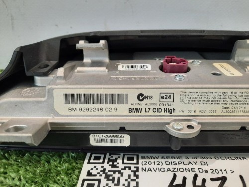 Display DI Navigazione 65509292248 Bmw Serie 3 F30 Berlina 2012