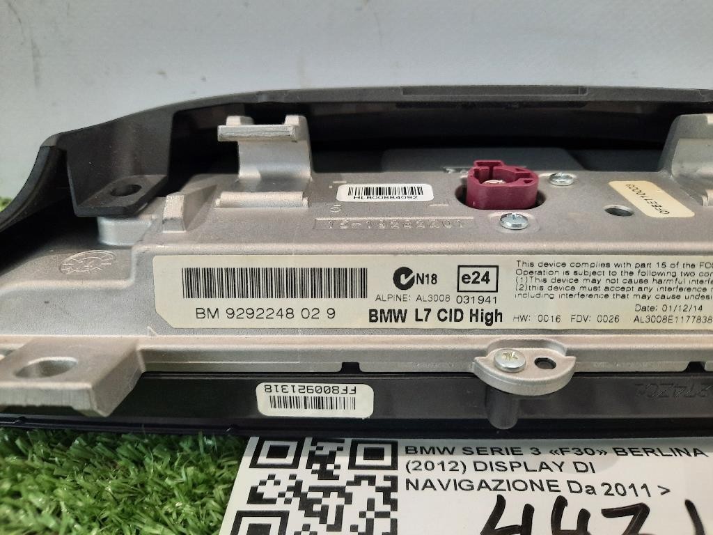 Display DI Navigazione 65509292248 Bmw Serie 3 F30 Berlina 2012