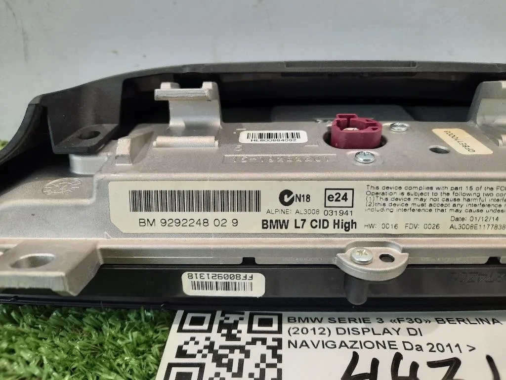 Display DI Navigazione 65509292248 Bmw Serie 3 F30 Berlina 2012