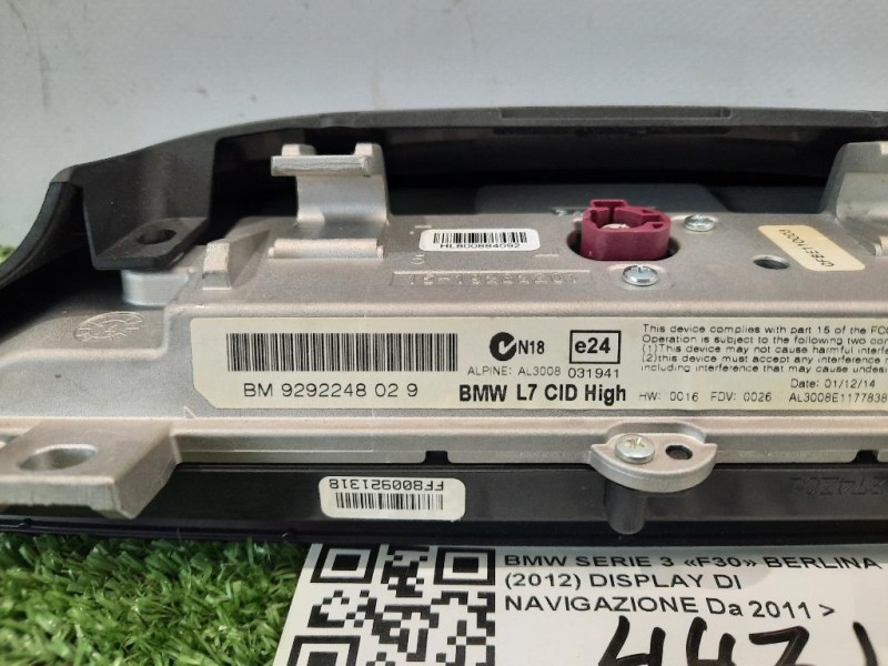 Display DI Navigazione 65509292248 Bmw Serie 3 F30 Berlina 2012
