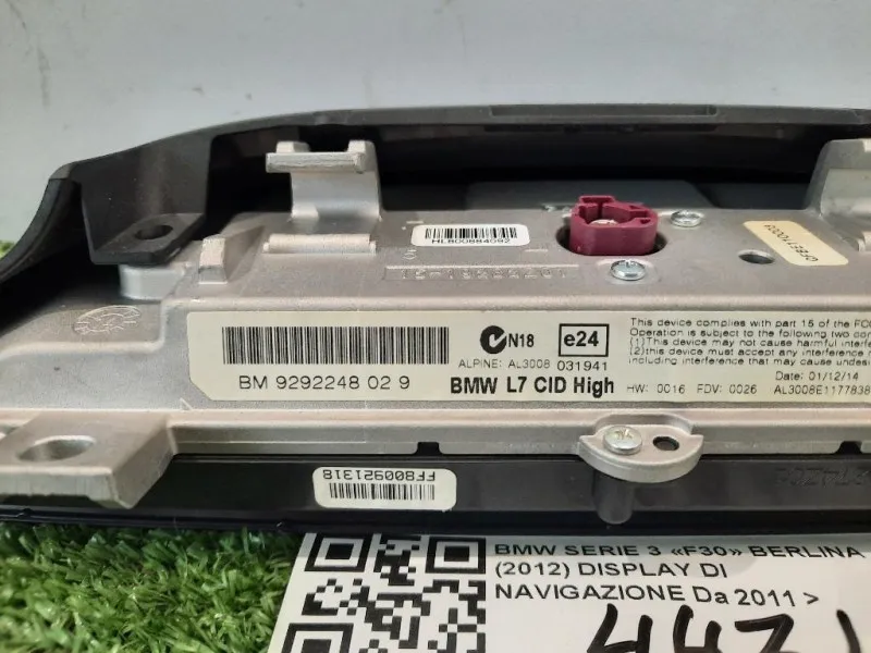 Display DI Navigazione 65509292248 Bmw Serie 3 F30 Berlina 2012