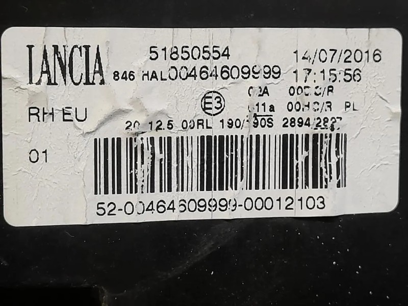 Proiettore ANT DX 51850554 Lancia Ypsilon III 2011