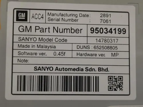 Display DI Navigazione 95034199 Chevrolet Orlando 2011