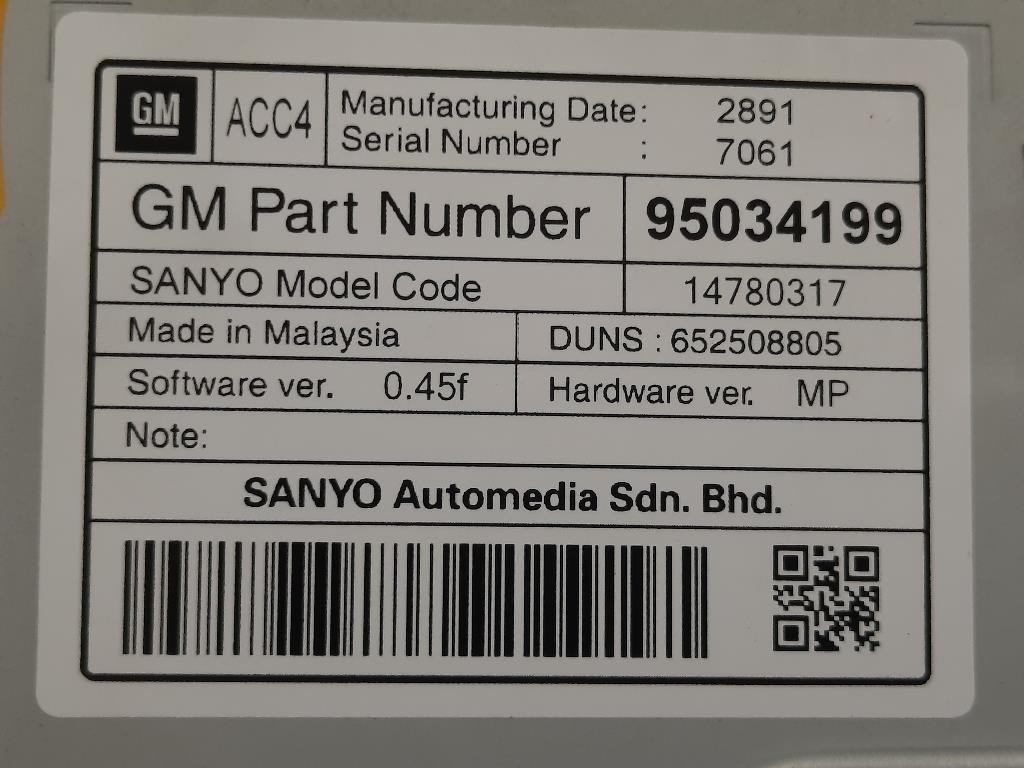 Display DI Navigazione 95034199 Chevrolet Orlando 2011