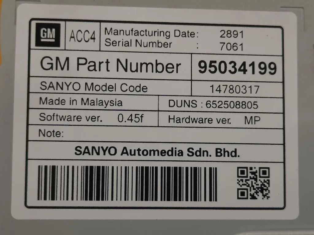 Display DI Navigazione 95034199 Chevrolet Orlando 2011