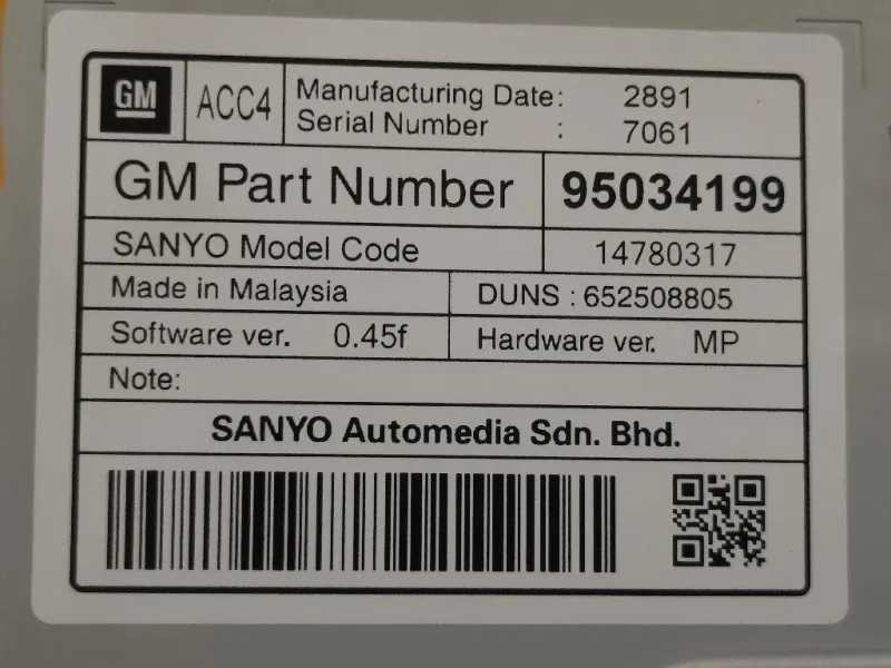 Display DI Navigazione 95034199 Chevrolet Orlando 2011