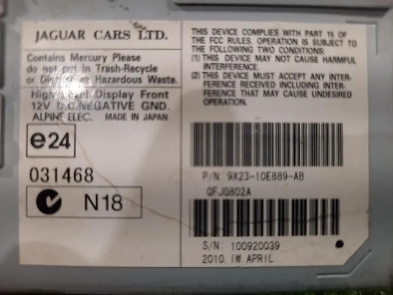 Display DI Navigazione 9X23-10E889-AD Jaguar XF I 2008