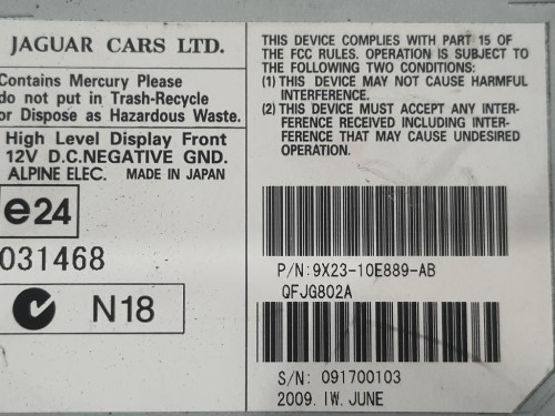 Display DI Navigazione 9X23-10E889-AD Jaguar XF I 2008