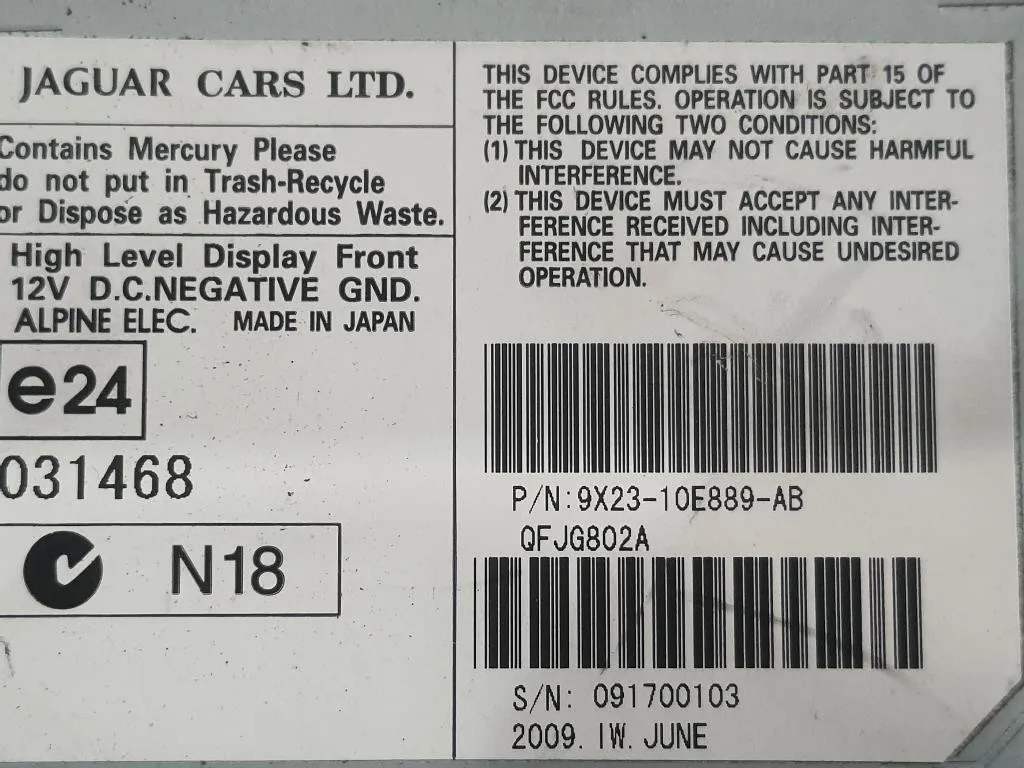 Display DI Navigazione 9X23-10E889-AD Jaguar XF I 2008