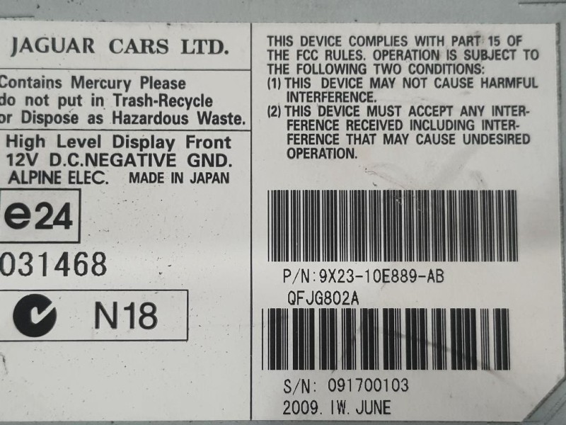 Display DI Navigazione 9X23-10E889-AD Jaguar XF I 2008