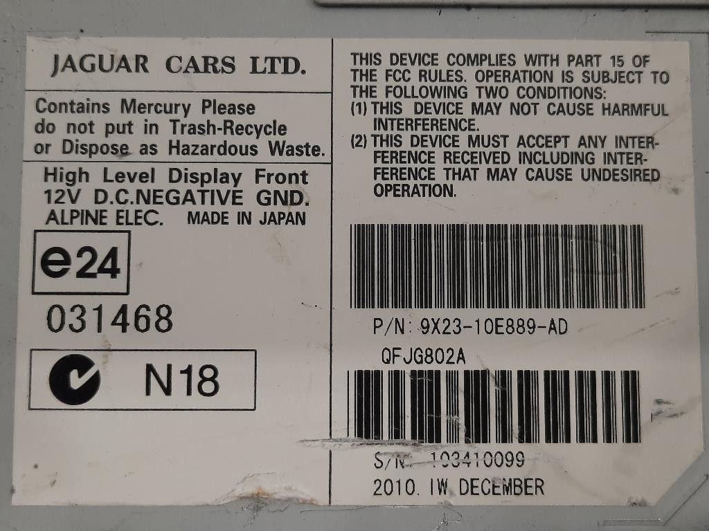 Display DI Navigazione 9X23-10E889-AD Jaguar XF I 2008