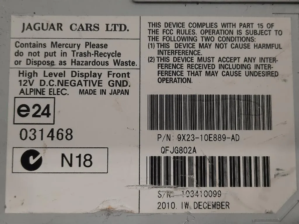 Display DI Navigazione 9X23-10E889-AD Jaguar XF I 2008