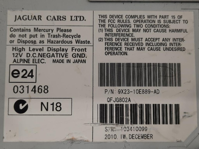 Display DI Navigazione 9X23-10E889-AD Jaguar XF I 2008