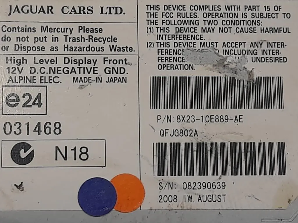 Display DI Navigazione 8X23-10E889-AE Jaguar XF I 2008