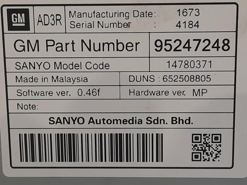 Display DI Navigazione 95247248 Opel Astra J 2010