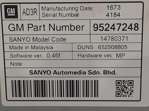 Display DI Navigazione 95247248 Opel Astra J 2010