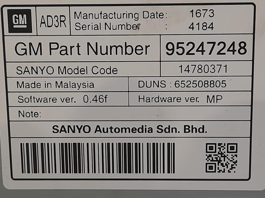 Display DI Navigazione 95247248 Opel Astra J 2010