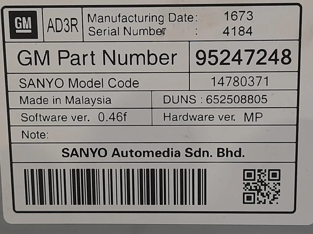 Display DI Navigazione 95247248 Opel Astra J 2010