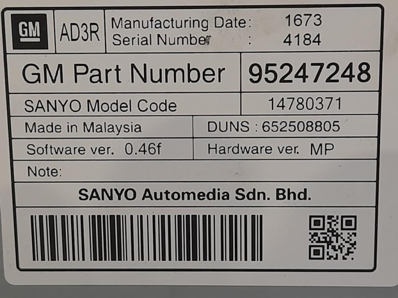 Display DI Navigazione 95247248 Opel Astra J 2010