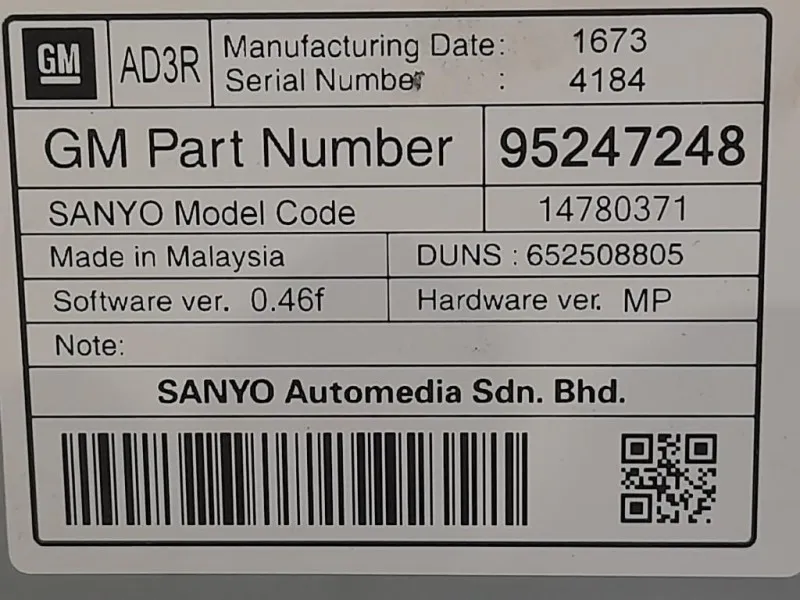 Display DI Navigazione 95247248 Opel Astra J 2010