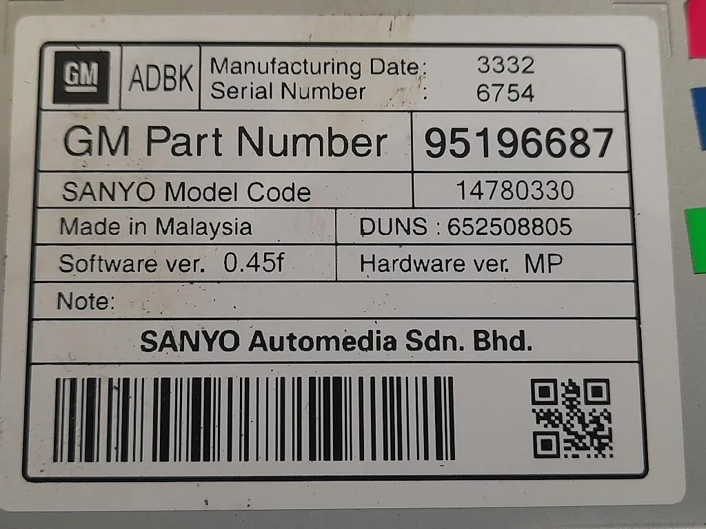 Display DI Navigazione 95196687 Opel Astra J 2010